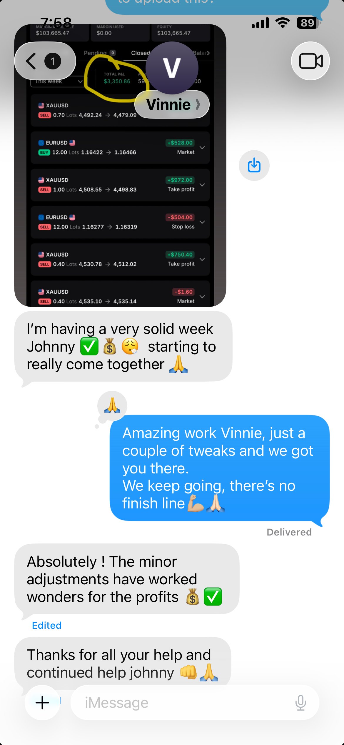 Vinnie iMessage to JP
